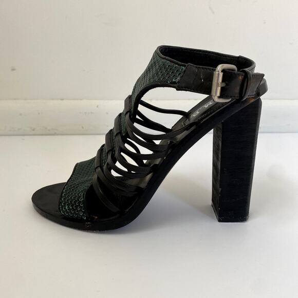 L.A.M.B Bedford Perforated Two-Tone Open Toe Leather Heeled Sandal 7.5 - Picture 4 of 9